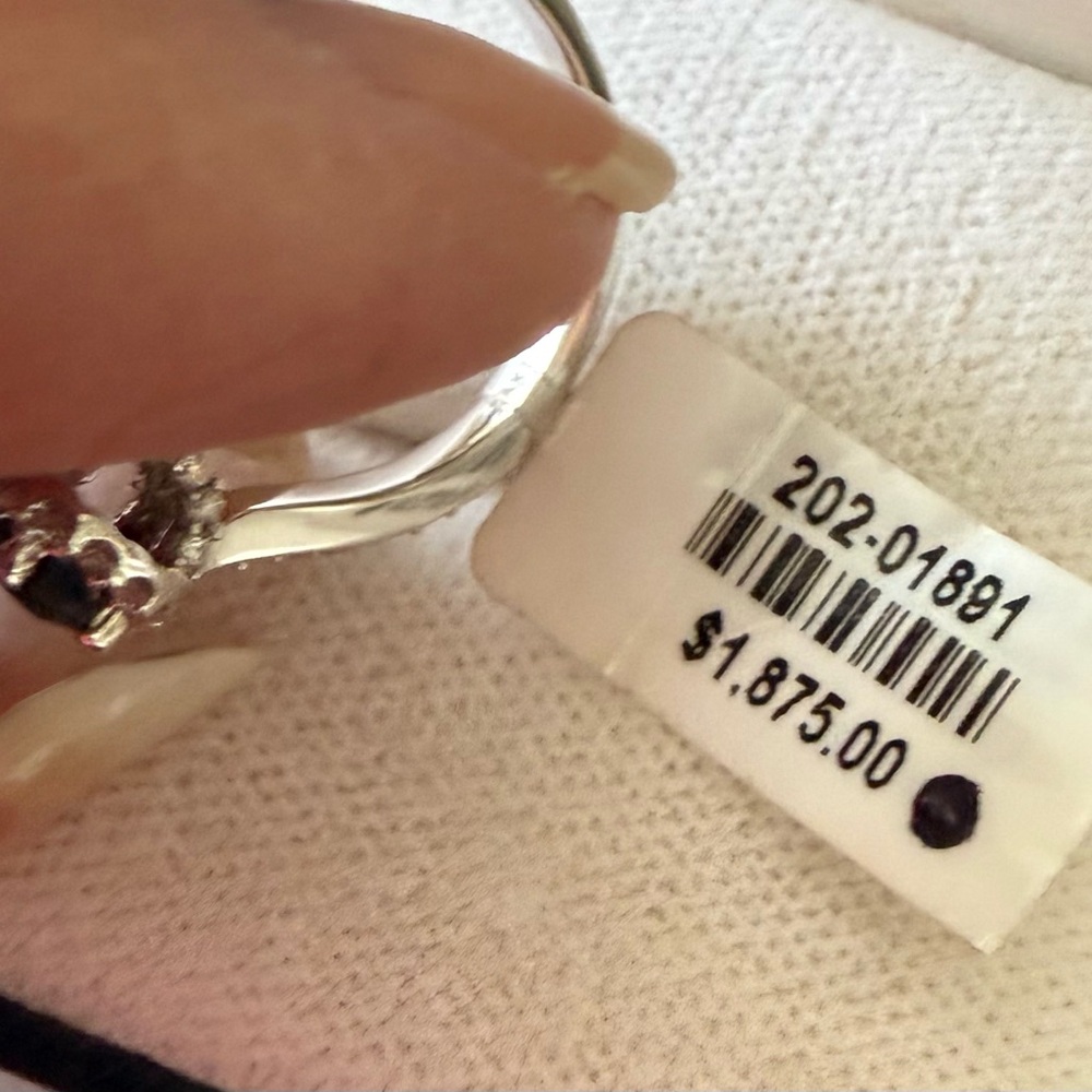 NWT 14K 14KT White Gold & Sapphire Ring Size 6.5 Tagged $1875 - Picture 5 of 6